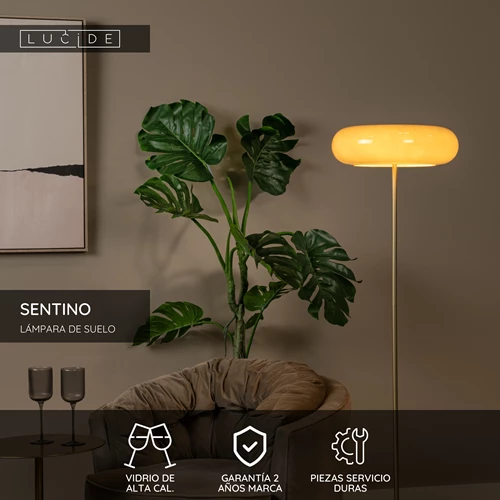 Lucide SENTINO - Lámpara de suelo - Ø 40 cm - 3xG9 - Taupe - USP